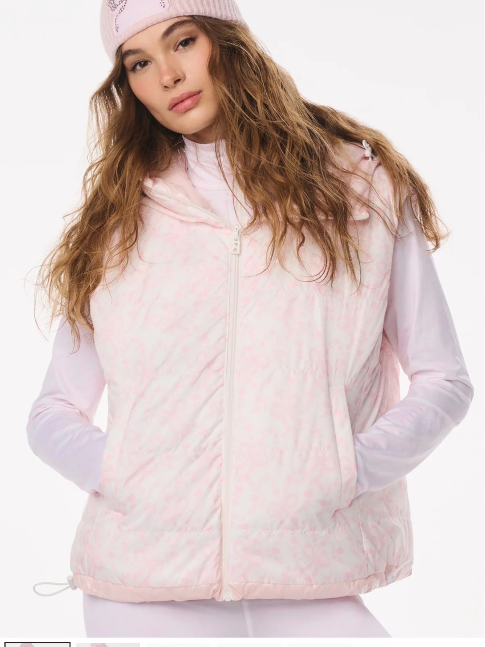 LoveShackFancy Light Pink Quilted Puffer Vest